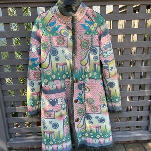 Custo Barcelona Pink and Green Teddy Jacket Vibrant Design